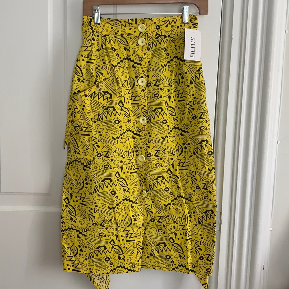 Handmade button up skirt with optional bow tie front